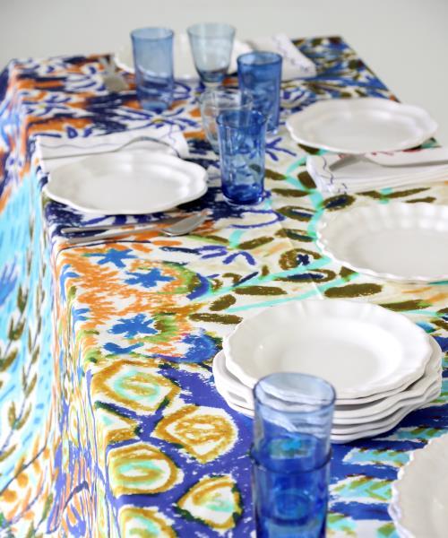 Nappe en coton carrée Lagon